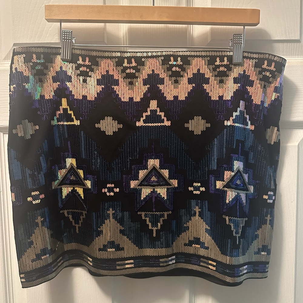 Trendy Geometric Sequin Skirt